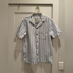 Old Navy Blue and White Striped Casual Button down Shirt